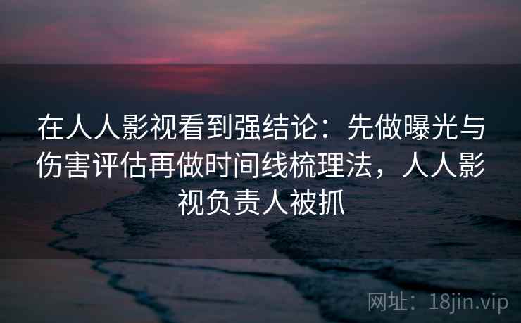 在人人影视看到强结论：先做曝光与伤害评估再做时间线梳理法，人人影视负责人被抓