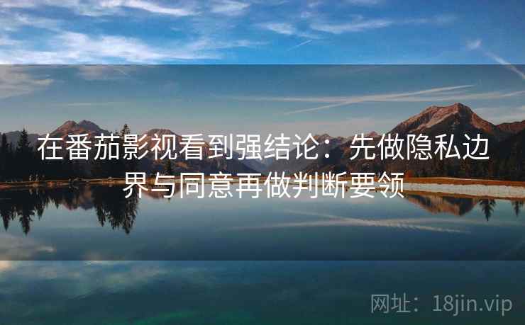 在番茄影视看到强结论：先做隐私边界与同意再做判断要领